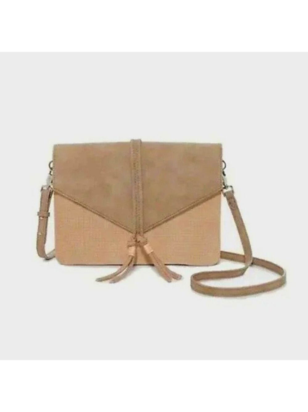 Stella & Dot Floral Print Lined Tan Crossbody Bag Purse
